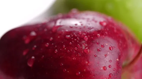 Close-up of Red and green apple. Shot with Slide or move camera Stock Footage 130617320