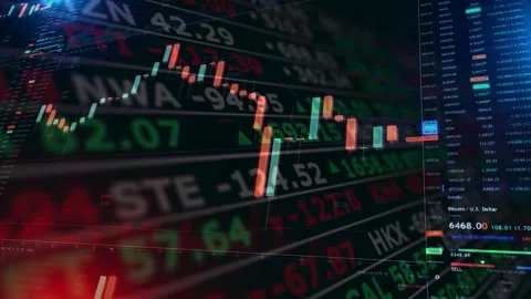 Close Up of Red and Green Candlestick Stock Chart Stock Footage 336915838
