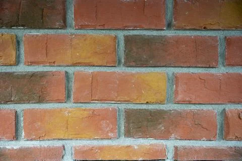 Close-Up of Red and Orange Brick Wall Texture with Traditional Masonry Patter Stock Photos