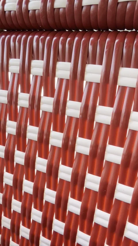 Close Up of Red and White Wicker Chair Texture Vertical Background Stock Footage 340188259
