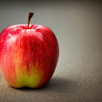 Close-up red apple on a table with subdued light Stock Illustration