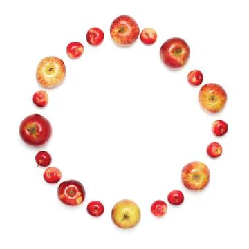 Close-up red apples in the shape of circle isolated on white background Stock Photos