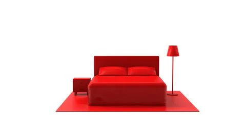 Close up red bedroom interiors design Stock Illustration