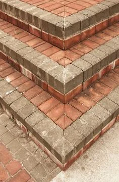 Close-up of the red brick steps Foto stock