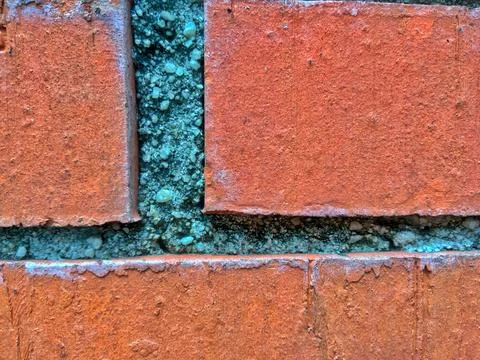 Close-up of red brick wall. cropped view Stock Photos