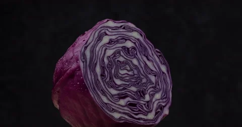 Close-up of red cabbage rotate on dark background. Stock Footage 155243826