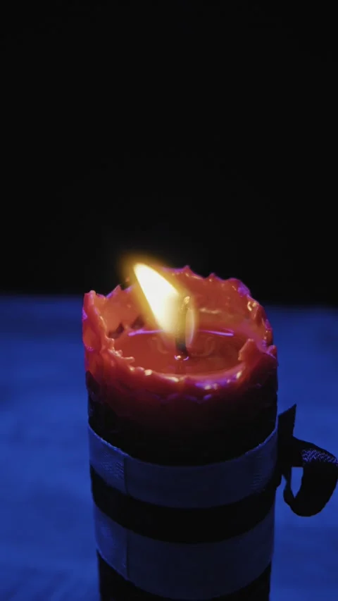 Close Up Red Candle Flame Burning And Being Extinguished With Smoke Stock-Footage 329682387