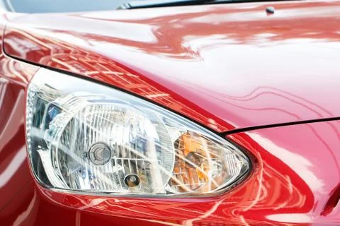 Close up of red car parking Stock Photos