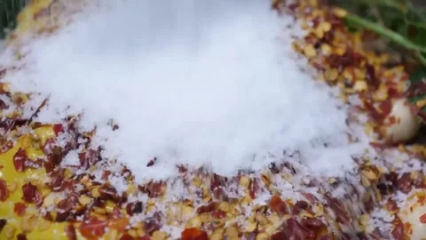 Close-up of Red Chili Flakes and Salt Being Mixed in a Bowl Video stock 332810187