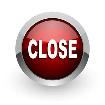 Close red circle web glossy icon. Illustrazione stock