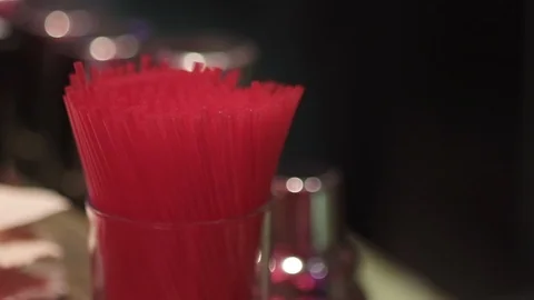 Close up red coctail straws 스톡 동영상 102772156