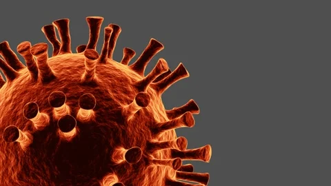 Close-up red coronavirus molecule 3D 4K loop animation with copy space Stock Footage 201879325