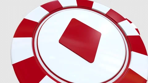 Close-up of a red diamond poker chip with alpha channel. 스톡 동영상 343431135