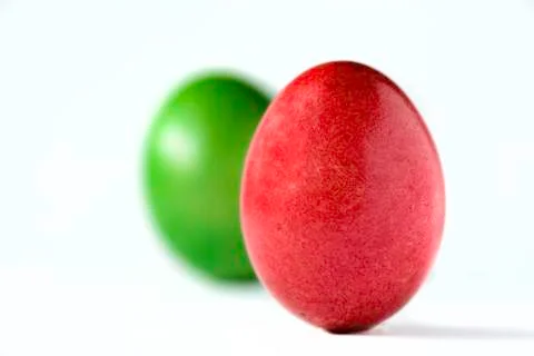 Close up of a red easter egg isolated on white. Stock Photos