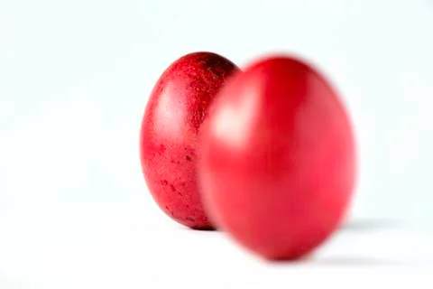 Close up of a red easter egg isolated on white. Stock Photos