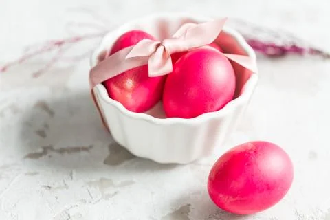 Close up of red easter eggs Stock Photos