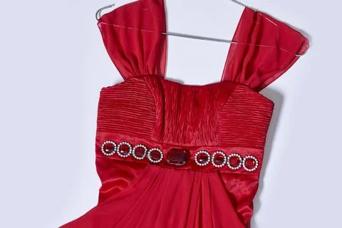 Close-up of red evening gown Stock Photos