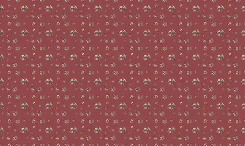 Close-up of red fabric with small white floral pattern Stock Illustration