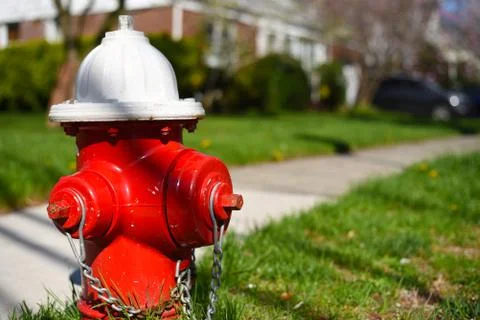 Close up of a red fire hydrant Stock Photos