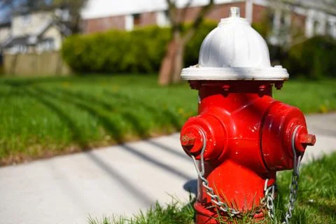 Close up of red fire hydrant Stock Photos