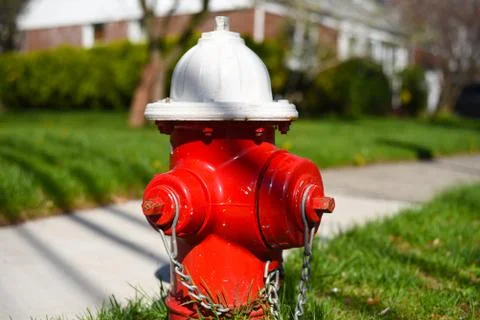 Close up of red fire hydrant Stock Photos