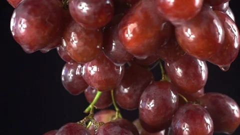 Close-up red grapes on a black background in slow motion 動画素材 105416243