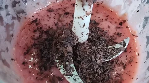 Close-up of Red Guava Juice with Smooth Chocolate Topping Stock Footage 229199735