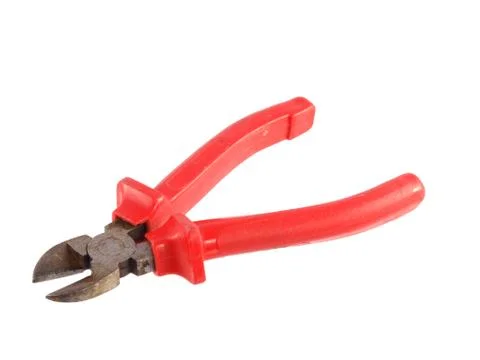 Close up of red handled wire cutter. Stock Photos