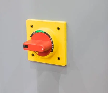 Close up red high voltage switch Stock Photos