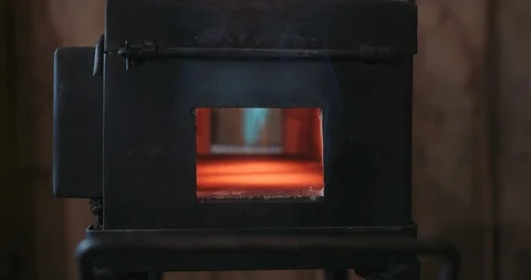 Close up of a red hot fiery forge Video stock 105294755