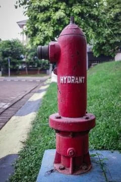 Close up red hydrant pump Stock Photos
