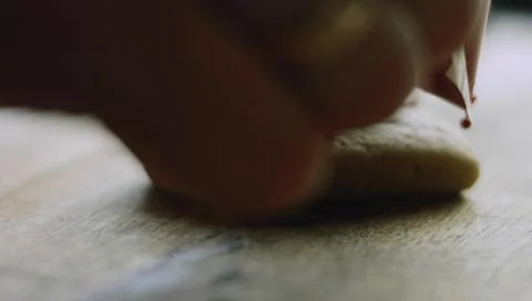 Close-up of Red Icing Piped onto a Holiday Cookie Stock Photos