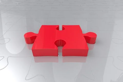 Close-up of red jigsaw piece 스톡 일러스트