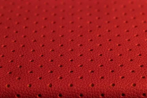 Close Up Red Leatherette Perforated Texture Background Stock Photos