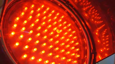 Close up of red LED blink in a traffic light Stock Footage 50416241