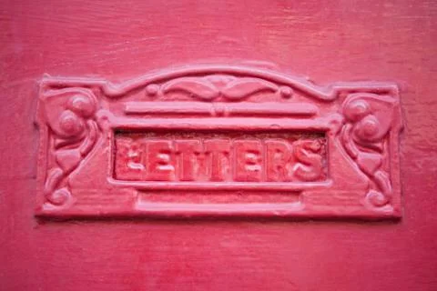 Close up of red letterbox Foto stock