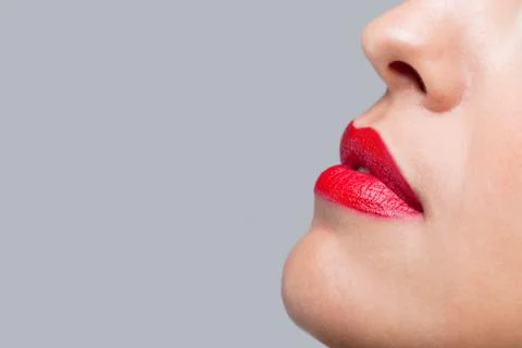 Close up red lips Stock Photos