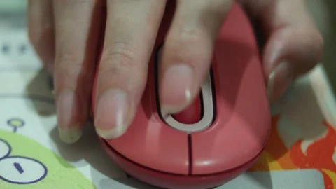 Close up of red mouse scroll hand Stock Footage 327788767