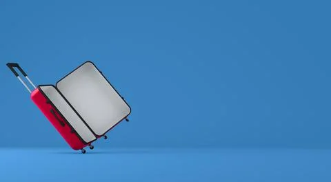 Close up of red opening suitcase mock up Stock Illustration