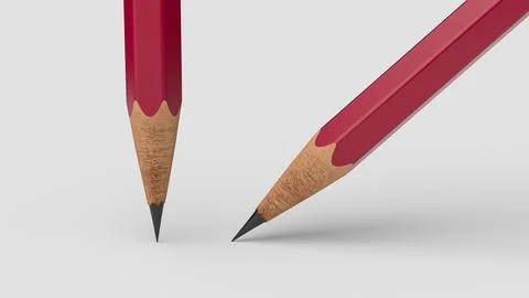 Close up Red pencil graphite. Macro shot 3d illustration Illustrazione stock