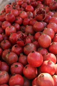 Close-up of red pomegranates Stock Photos