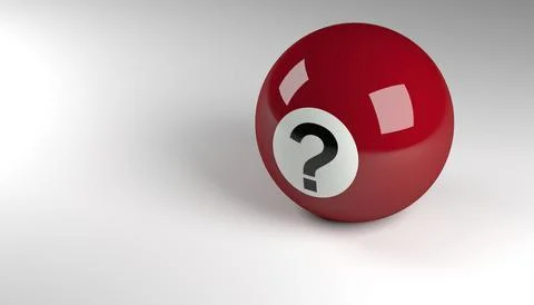 Close up of a red pool ball with a question mark, Q and A or FAQ concept with Stock Illustration