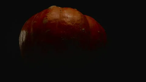 Close-up, red pumpkin on a black background Stock Footage 171936302