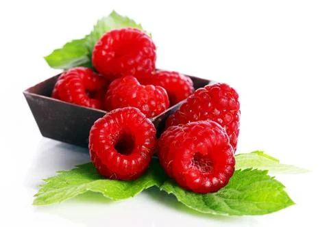 Close up of red raspberry Stock Photos