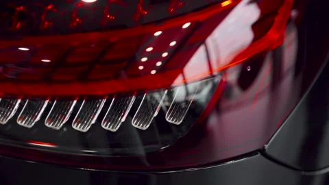 Close-up of the red rear light of a new modern car. Stock Footage 144118916