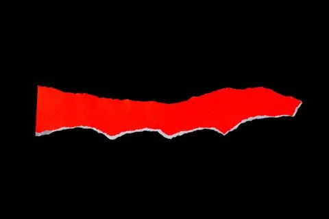 Close up of a red ripped or torn piece of paper with copy space, isolated b.. Foto stock