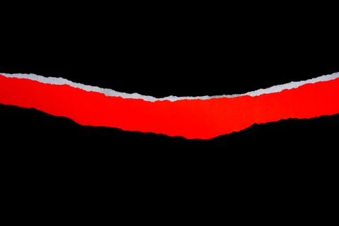 Close up of a red ripped or torn piece of paper with copy space, isolated b.. Stock Photos