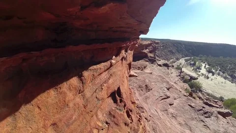 Close up of Red rocks over dry Murchison River bed in Kalbarri NP Stock Footage 70968106