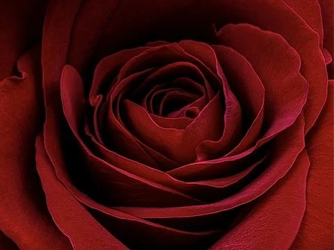 Close-Up of Red Rose Petals in Dramatic Light Foto stock