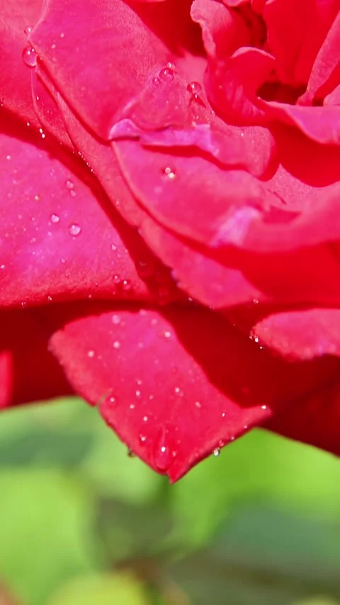 Close-up of red rose petals with tiny water drops Stock Footage 317399391